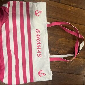 Bahamas Pink and White Striped Tote Bag